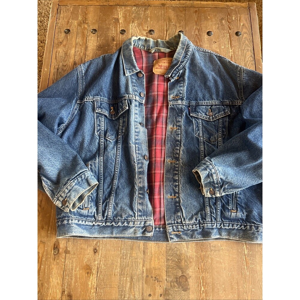 Vintage Levis 70506 0316 Denim Trucker Jacket Mens 52 XXL Flannel Lined 90s USA